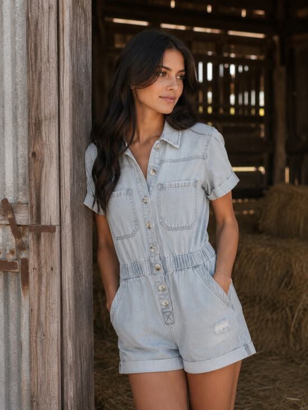 SHOW ME YOUR MUMU Cannon Denim Romper Dockside Light Wash S Boho Festival Girly💙